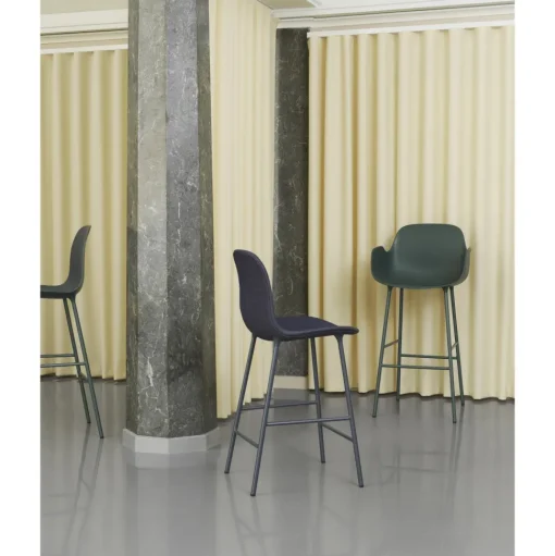 Normann Copenhagen Form Barstol med Ryglán H65 cm Hvid/Hvid Stål
