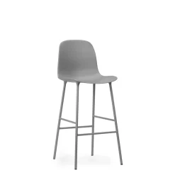 Normann Copenhagen Form Barstol med Ryglán H75 cm Grå/Grå Stål