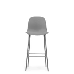 Normann Copenhagen Form Barstol med Ryglán H75 cm Grå/Grå Stål