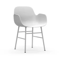 Normann Copenhagen Form Spisebordsstol med Armlán Hvid/Hvid Stål