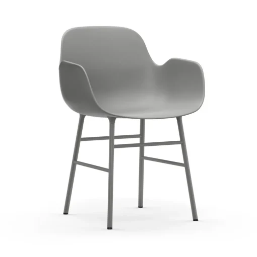 Normann Copenhagen Form Spisebordsstol med Armlán Grå/Grå Stål