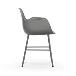 Normann Copenhagen Form Spisebordsstol med Armlán Grå/Grå Stål