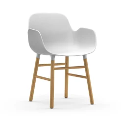 Normann Copenhagen Form Spisebordsstol med Armlán Hvid/Egetrá