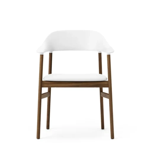 Normann Copenhagen Herit Spisebordsstol med Armlán Láder Polstret Røget Egetrá/ Hvid