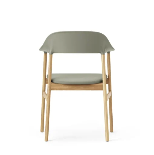 Normann Copenhagen Herit Spisebordsstol med Armlán Láder Polstret Egetrá/ Støvet Grøn