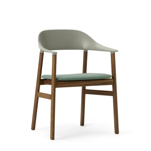 Normann Copenhagen Herit Spisebordsstol med Armlán Polstret Røget Egetrá/ Støvet Grøn