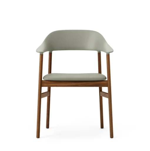 Normann Copenhagen Herit Spisebordsstol med Armlán Láder Polstret Røget Egetrá/ Støvet Grøn