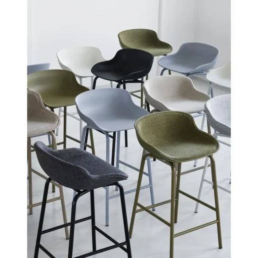 Normann Copenhagen Hyg Barstol H75 Polstret Sort Stål/Main Line Flax MLF20