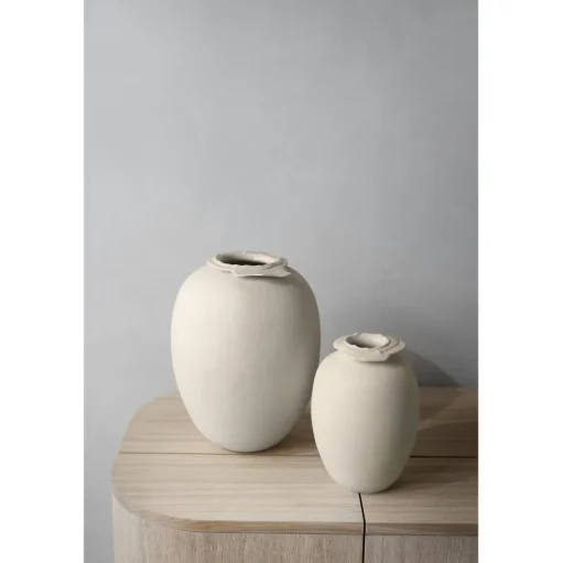 Northern Brim Vase H18 Beige