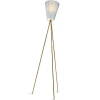 Northern Oslo Wood Gulvlampe Guld Fod & Lyseblå Skárm