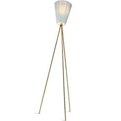 Northern Oslo Wood Gulvlampe Guld Fod & Lyseblå Skárm