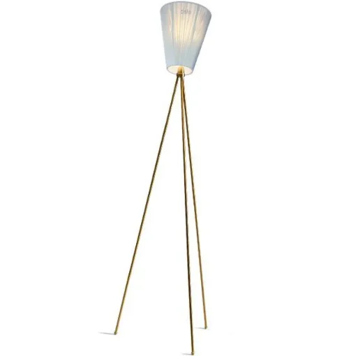 Northern Oslo Wood Gulvlampe Guld Fod & Lyseblå Skárm