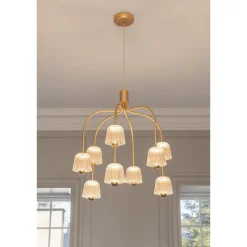 Nuura Asteea 9 Lysekrone Satin Messing/Riflet Klar