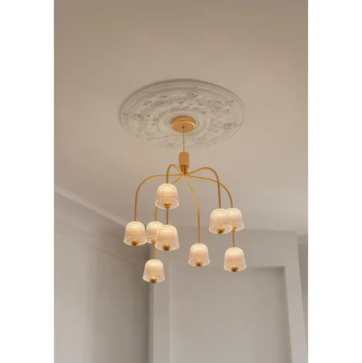 Nuura Asteea 9 Lysekrone Satin Messing/Riflet Klar