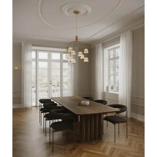 Nuura Asteea 9 Lysekrone Satin Messing/Riflet Klar