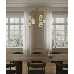 Nuura Asteea 9 Lysekrone Satin Messing/Riflet Klar