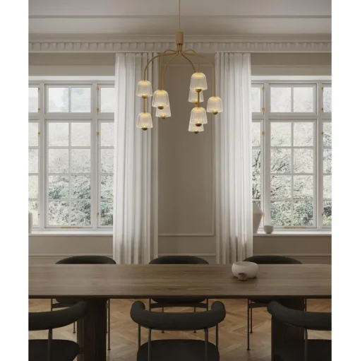 Nuura Asteea 9 Lysekrone Satin Messing/Riflet Klar