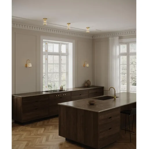 Nuura Asteea Loftlampe Satin Messing/Riflet Klar