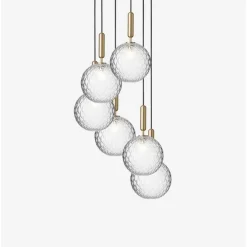 Nuura Miira 6 Pendel Stor Messing & Klar Optic