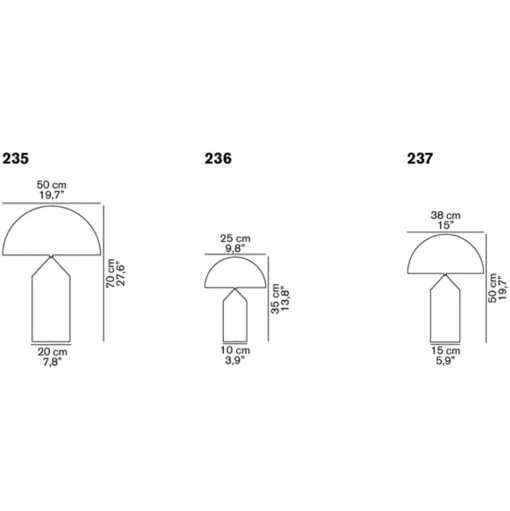 Oluce Atollo 238 Bordlampe 25 cm Sort