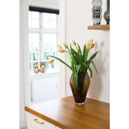 Ro Collection Crushed Glass Vase Stor Sepia Brown