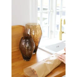 Ro Collection Crushed Glass Vase Stor Sepia Brown