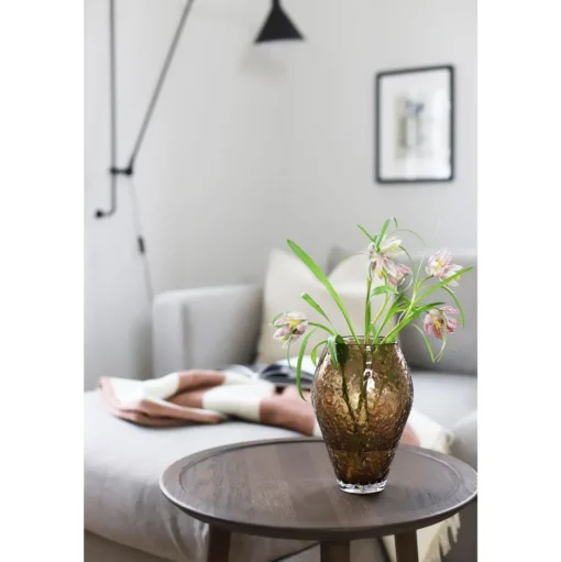Ro Collection Crushed Glass Vase Lille Sepia Brown