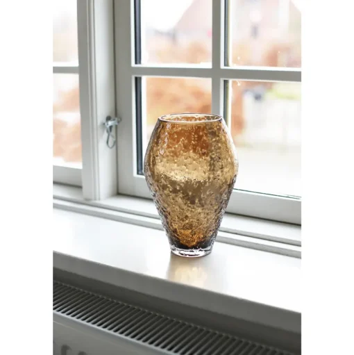 Ro Collection Crushed Glass Vase Lille Sepia Brown