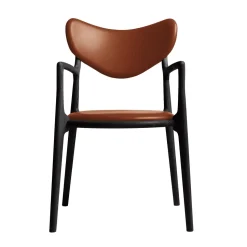 Ro Collection Salon Spisebordsstol Polstret Sortlakeret Eg/Calvados Láder