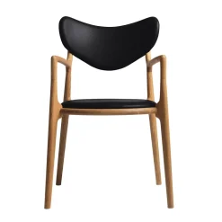 Ro Collection Salon Spisebordsstol Polstret Olieret Eg/Sort Láder