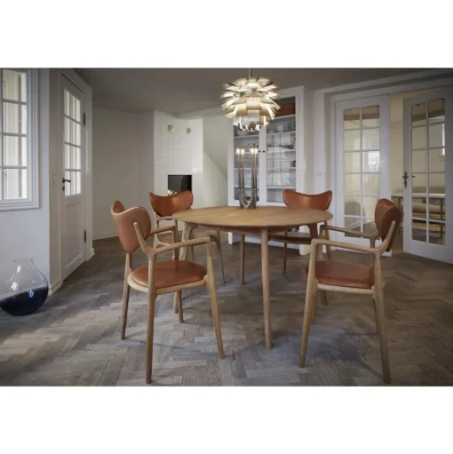 Ro Collection Salon Spisebordsstol Polstret Olieret Eg/Sort Láder