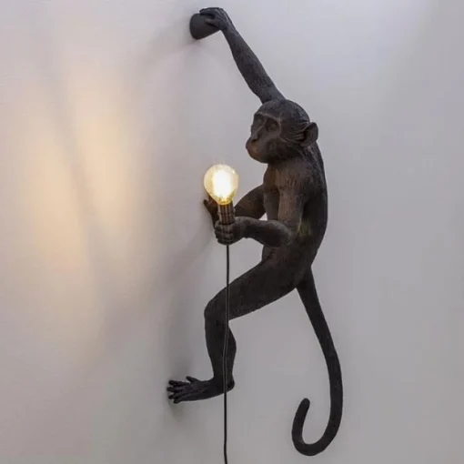 Seletti Monkey Hanging Right Váglampe Sort Udendørs
