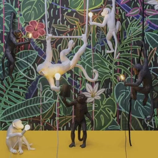 Seletti Monkey Hanging Right Váglampe Sort Udendørs
