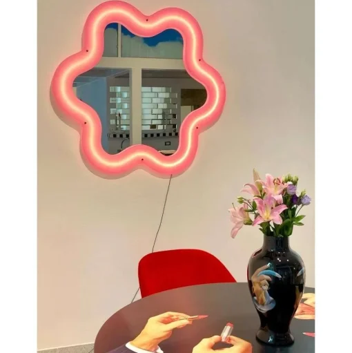 Seletti Supercurve Tiny Flower Spejl Pink
