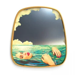Seletti Toiletpaper Home Seagirl Spejl Guld/Multifarvet