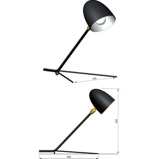 Serge Mouille Cocotte Bordlampe Sort & Messing