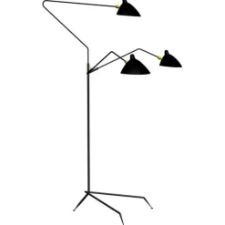 Serge Mouille Lampadaire 3 Gulvlampe Sort & Messing