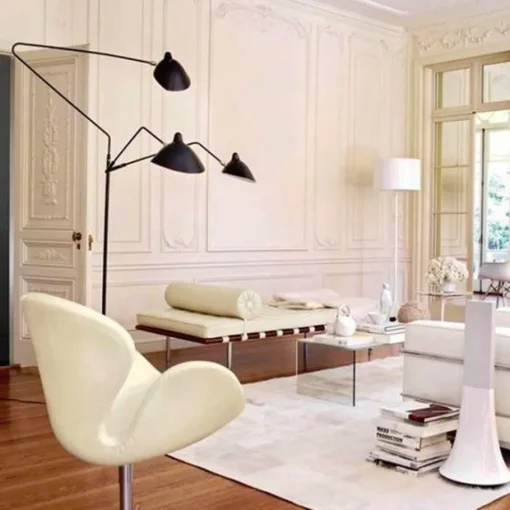 Serge Mouille Lampadaire 3 Gulvlampe Sort & Messing