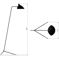 Serge Mouille Lampadaire 1 Droit Gulvlampe Sort & Messing