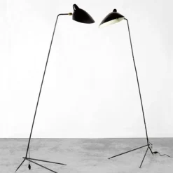 Serge Mouille Lampadaire 1 Droit Gulvlampe Sort & Messing