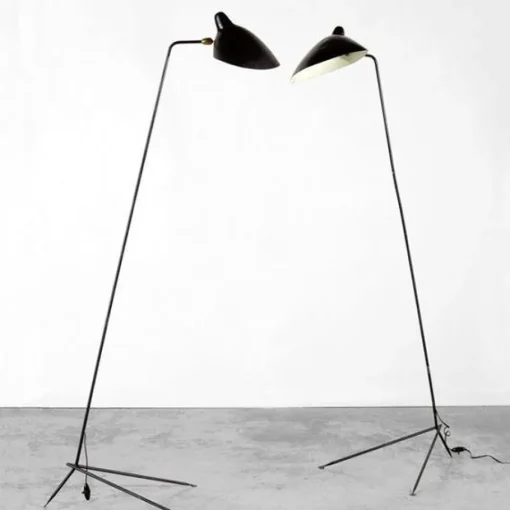 Serge Mouille Lampadaire 1 Droit Gulvlampe Sort & Messing