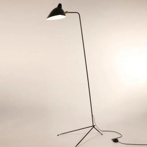 Serge Mouille Lampadaire 1 Droit Gulvlampe Sort & Messing