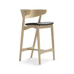 Sibast Furniture No 7 Barstol Hvidolieret Egetrá og Sort Láder