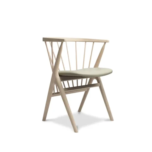Sibast Furniture No 8 Spisebordsstol Hvidolieret Egetrá og Lys Grå Láder