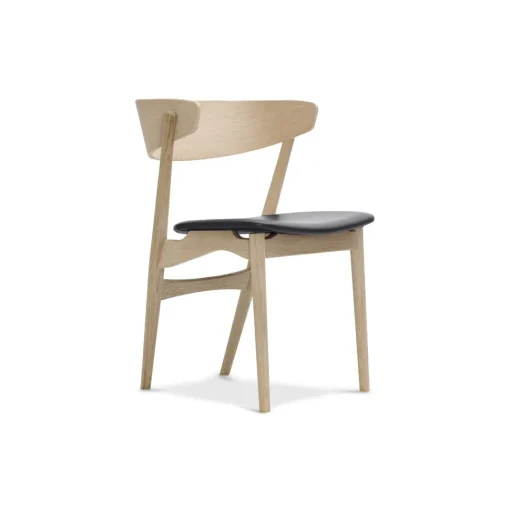 Sibast Furniture No 7 Spisebordsstol Hvidpigmenteret Egetrá og Sort Láder