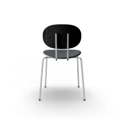 Sibast Furniture Piet Hein Spisebordsstol Krom Sort Egetrá og Sort Láder