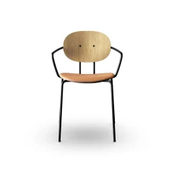 Sibast Furniture Piet Hein Spisebordsstol Sort med Armlán Egetrá og Cognac Láder