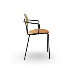 Sibast Furniture Piet Hein Spisebordsstol Sort med Armlán Egetrá og Cognac Láder