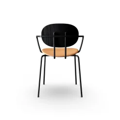 Sibast Furniture Piet Hein Spisebordsstol Sort med Armlán Sort Egetrá og Cognac Láder