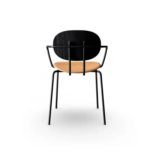 Sibast Furniture Piet Hein Spisebordsstol Sort med Armlán Sort Egetrá og Cognac Láder